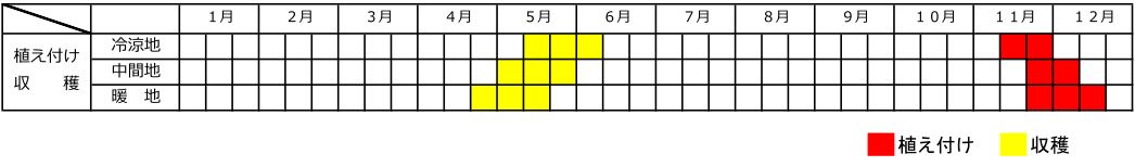 キヌサヤの種蒔き・植え付け・収穫カレンダー